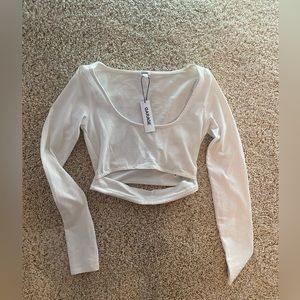 Brand new garage long sleeve cut out top